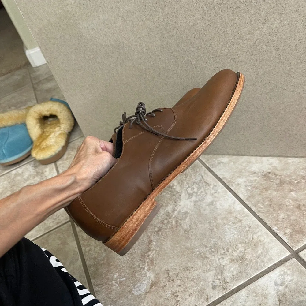 Nisolo everyday Mens Brown Leather Oxford Dress Shoes Lace‎ Up Size 11.5 wore 1x